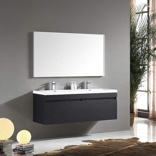 Fresca-Largo-57"-Black-Modern-Bathroom-Vanity-w/-Wavy-Double-Sinks-(FVN8040BW)