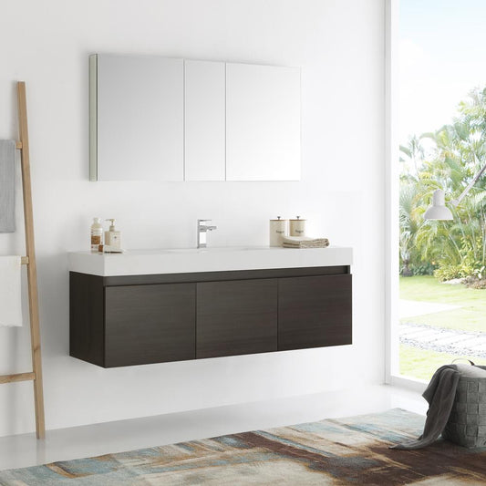 Fresca-Mezzo-60"-Gray-Oak-Wall-Hung-Single-Sink-Modern-Bathroom-Vanity-w/-Medicine-Cabinet-(FVN8041GO)