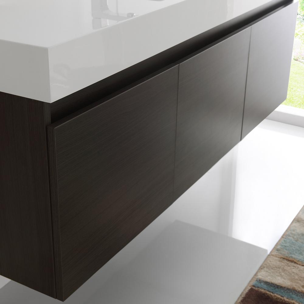 Fresca Mezzo 60" Gray Oak Wall Hung Single Sink Modern Bathroom Vanity w/ Medicine Cabinet