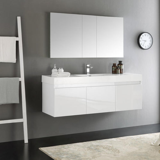 Fresca-Mezzo-60"-White-Wall-Hung-Single-Sink-Modern-Bathroom-Vanity-w/-Medicine-Cabinet-(FVN8041WH)