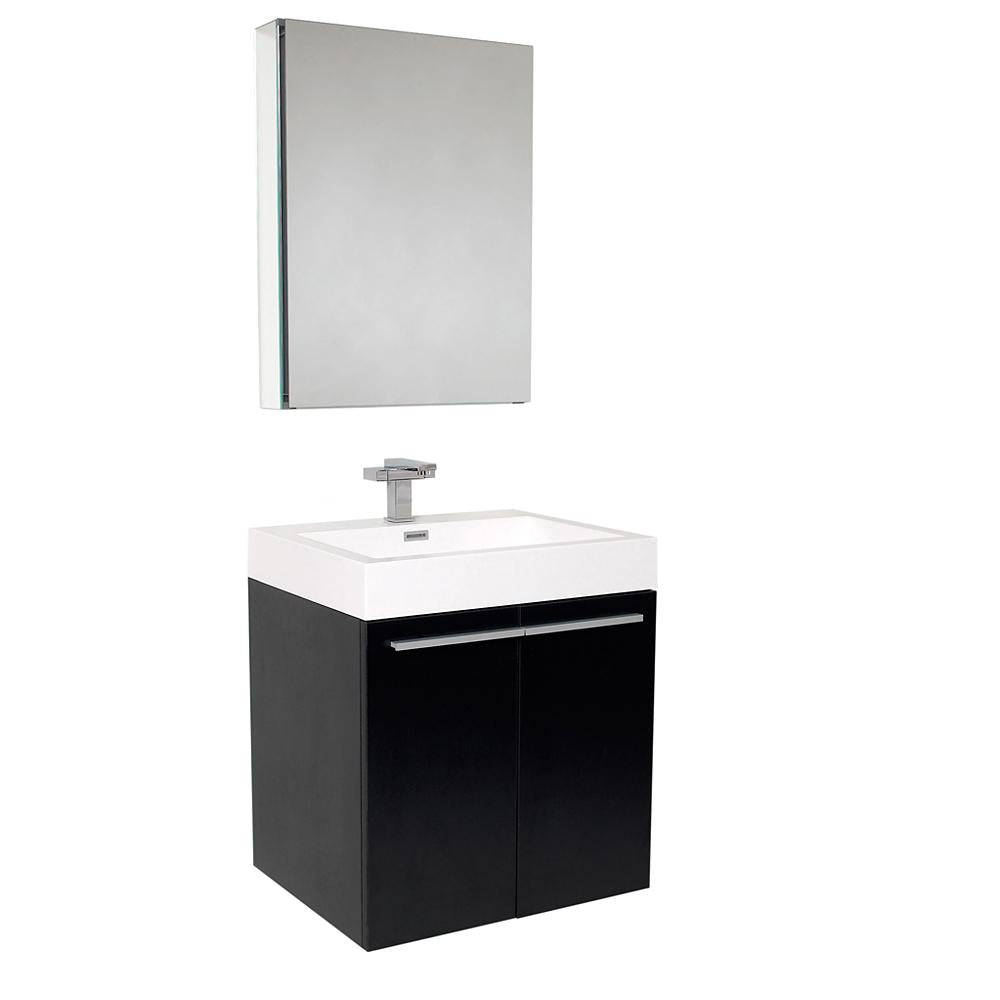 Fresca Alto 23" Black Modern Bathroom Vanity w/ Medicine Cabinet
