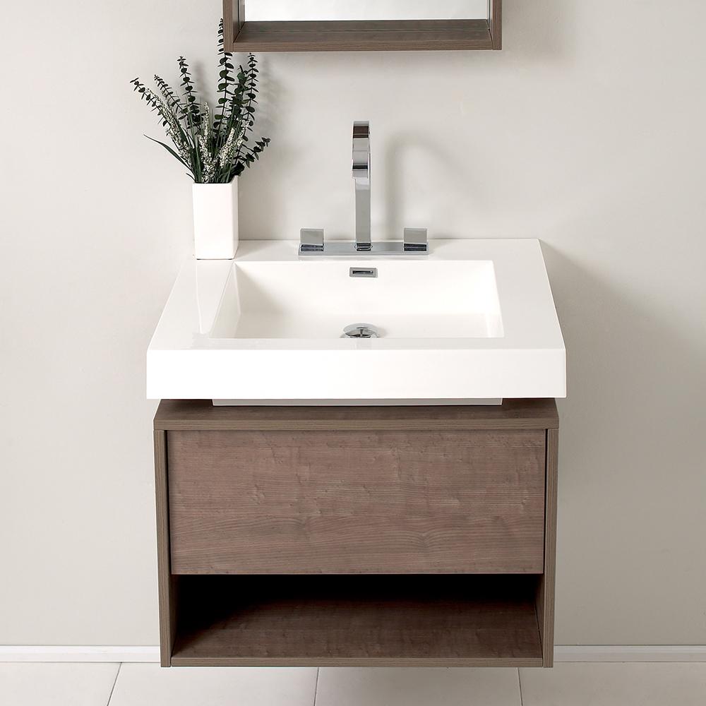 Fresca Potenza 28" Gray Oak Modern Bathroom Vanity w/ Pop Open Drawer