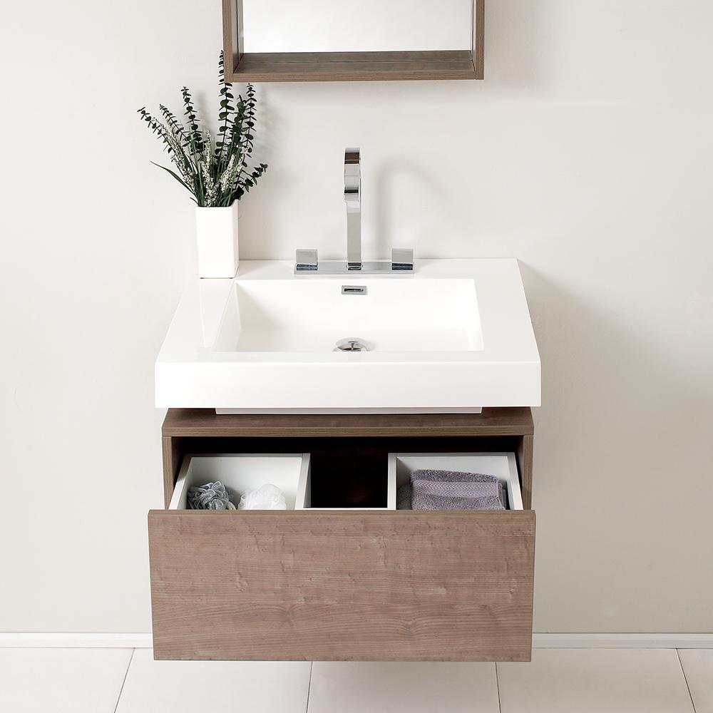 Fresca Potenza 28" Gray Oak Modern Bathroom Vanity w/ Pop Open Drawer
