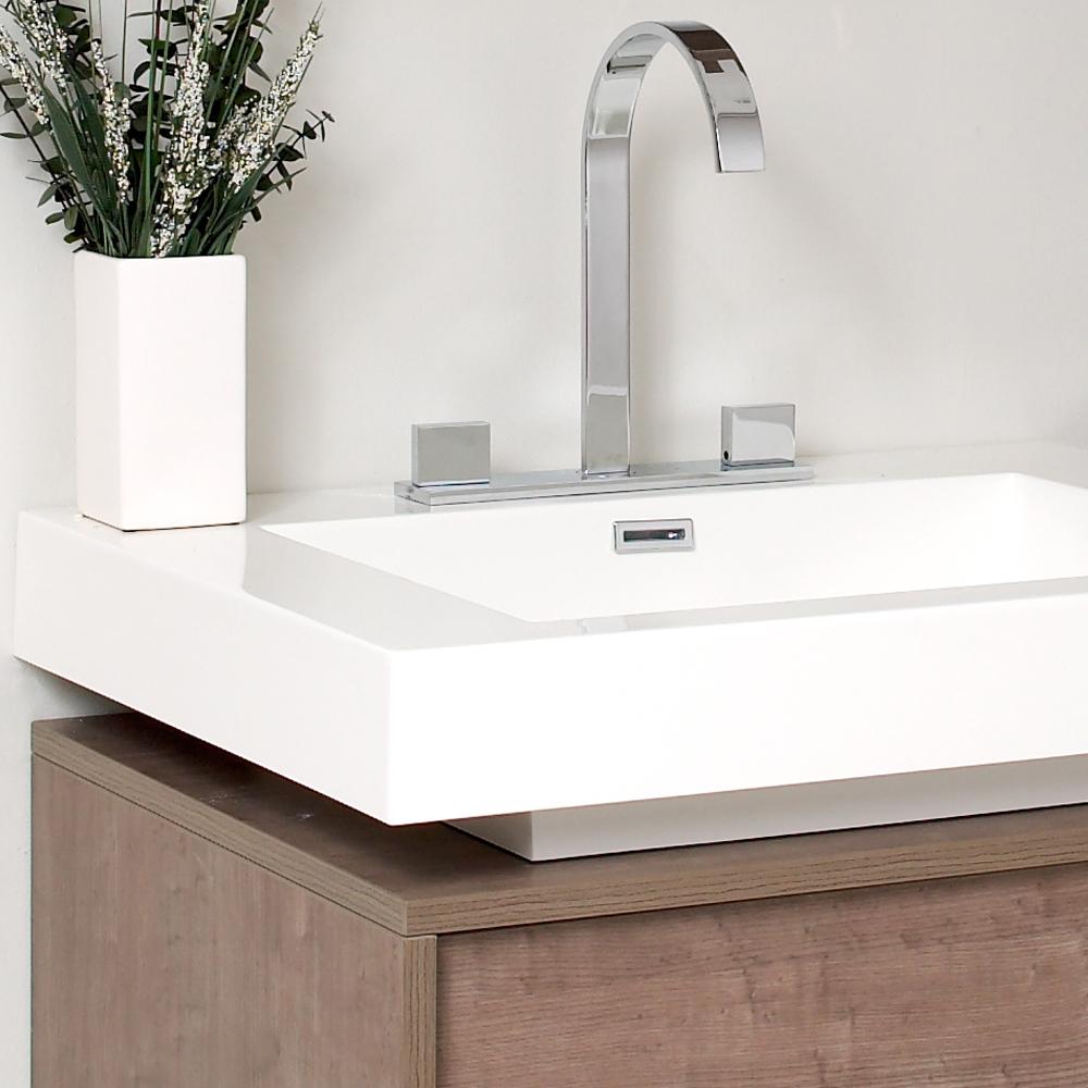 Fresca Potenza 28" Gray Oak Modern Bathroom Vanity w/ Pop Open Drawer