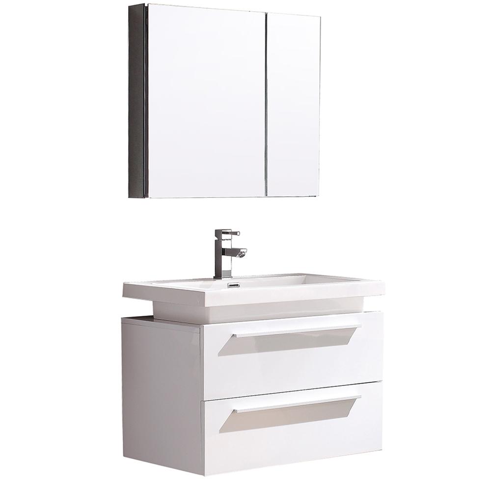 Fresca Medio 32" White Modern Bathroom Vanity w/ Medicine Cabinet
