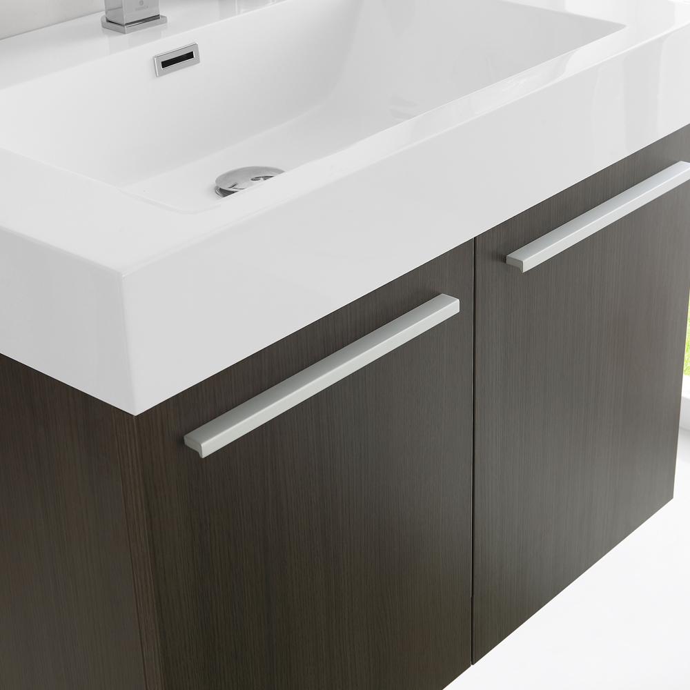 Fresca Vista 30" Gray Oak Wall Hung Modern Bathroom Vanity w/ Medicine Cabinet