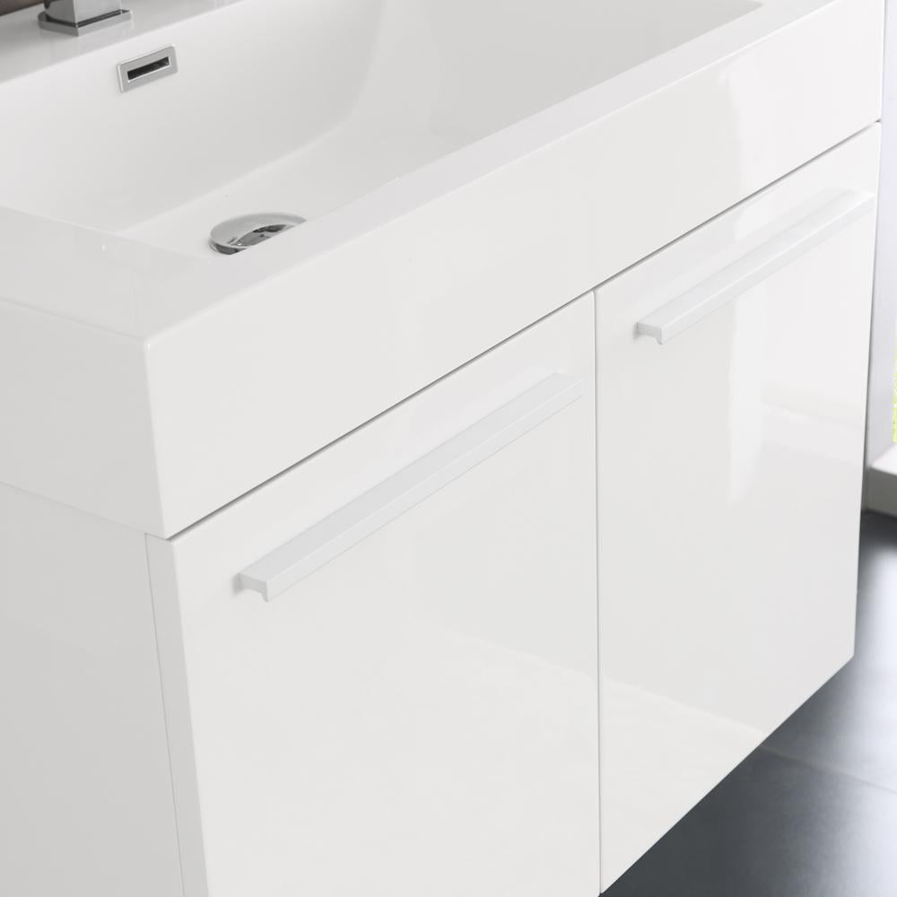 Fresca Vista 30" White Wall Hung Modern Bathroom Vanity w/ Medicine Cabinet