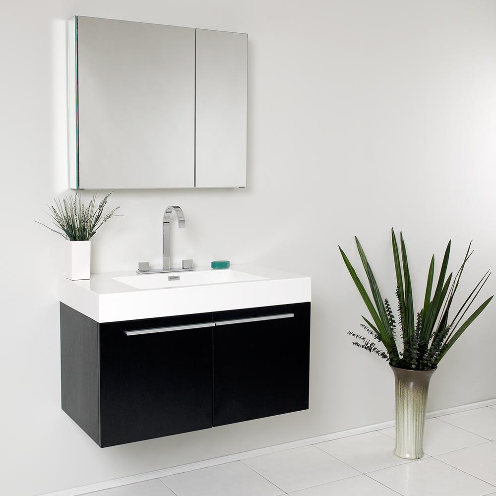 Fresca-Vista-36"-Black-Modern-Bathroom-Vanity-w/-Medicine-Cabinet-(FVN8090BW)