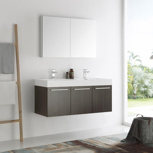 Fresca-Vista-48"-Gray-Oak-Wall-Hung-Double-Sink-Modern-Bathroom-Vanity-w/-Medicine-Cabinet-(FVN8092GO-D)