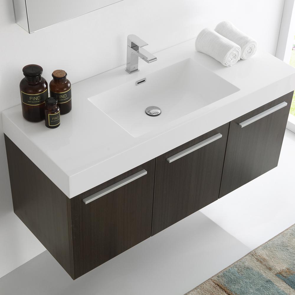 Fresca Vista 48" Gray Oak Wall Hung Modern Bathroom Vanity w/ Medicine Cabinet