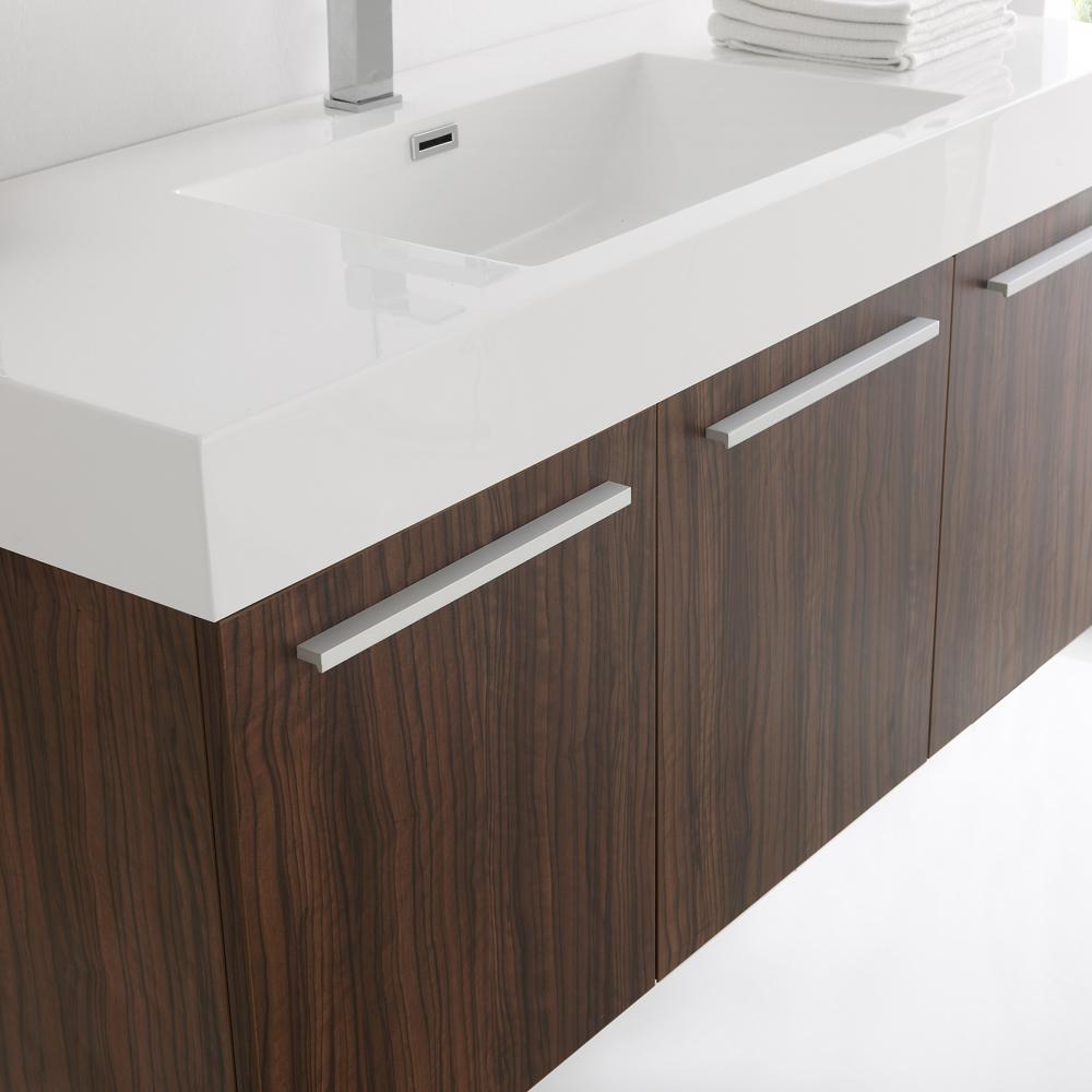 Fresca Vista 48" Walnut Wall Hung Modern Bathroom Vanity w/ Medicine Cabinet