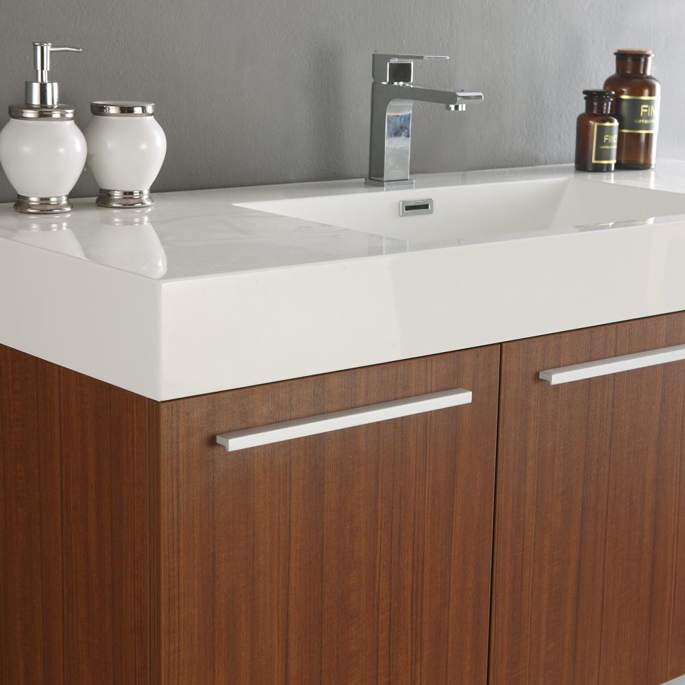 Fresca Vista 48" Teak Wall Hung Modern Bathroom Vanity w/ Medicine Cabinet