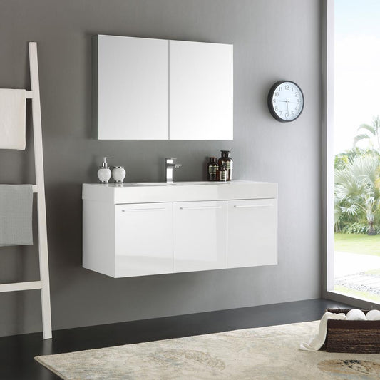 Fresca-Vista-48"-White-Wall-Hung-Modern-Bathroom-Vanity-w/-Medicine-Cabinet-(FVN8092WH)