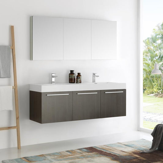 Fresca-Vista-60"-Gray-Oak-Wall-Hung-Double-Sink-Modern-Bathroom-Vanity-w/-Medicine-Cabinet-(FVN8093GO-D)