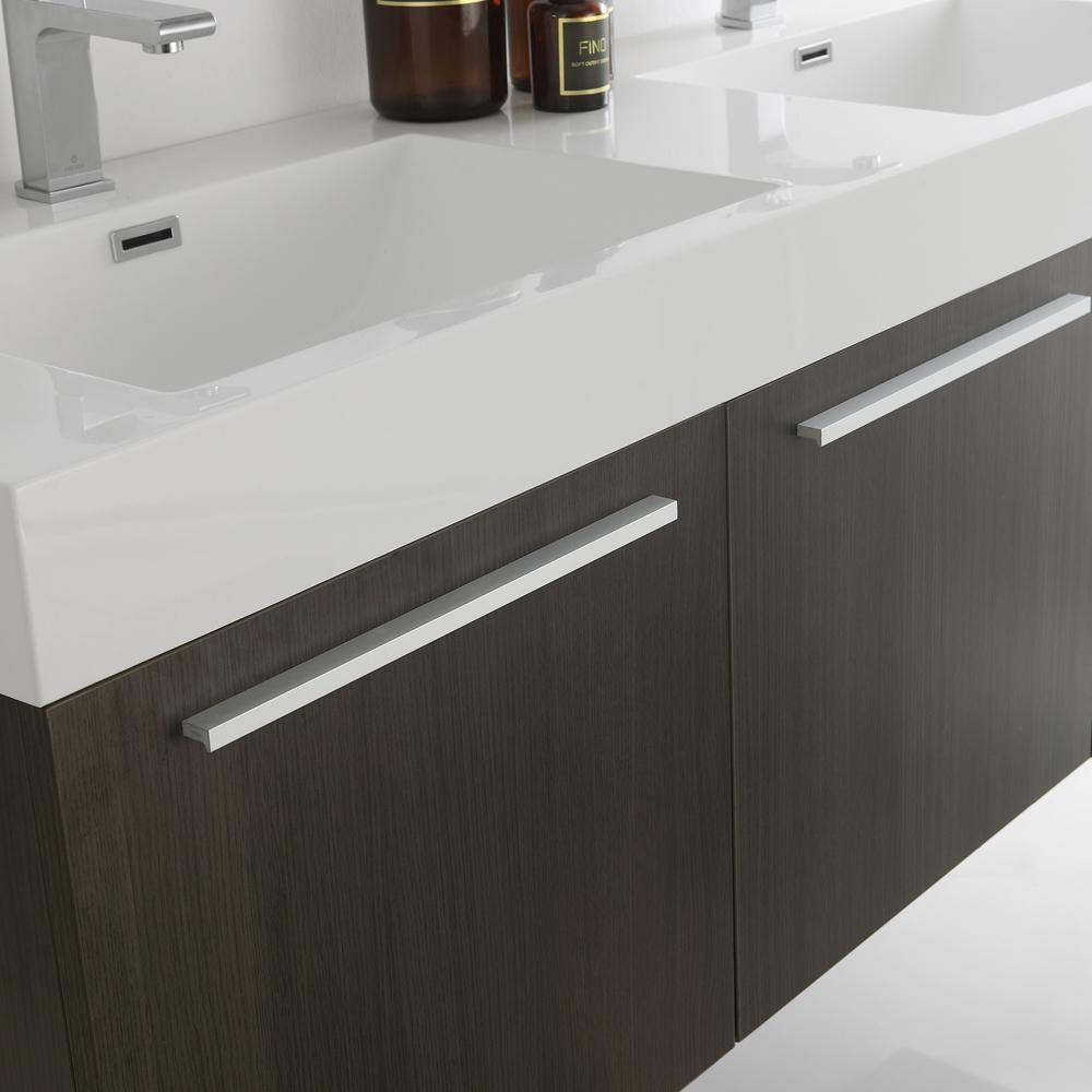 Fresca Vista 60" Gray Oak Wall Hung Double Sink Modern Bathroom Vanity w/ Medicine Cabinet