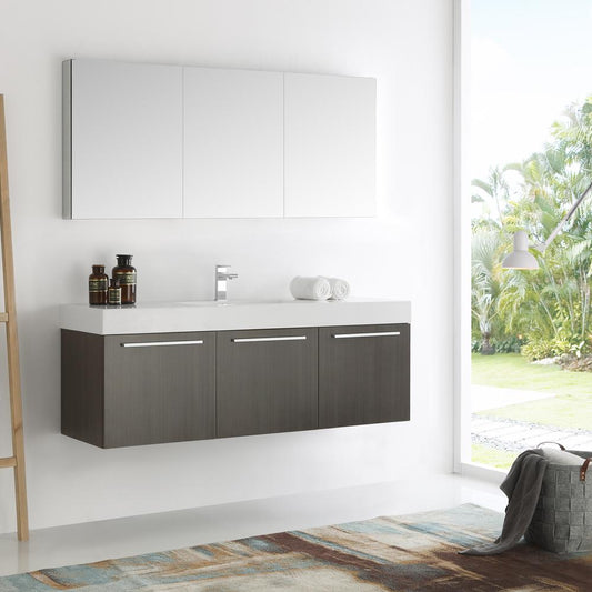 Fresca-Vista-60"-Gray-Oak-Wall-Hung-Single-Sink-Modern-Bathroom-Vanity-w/-Medicine-Cabinet-(FVN8093GO)