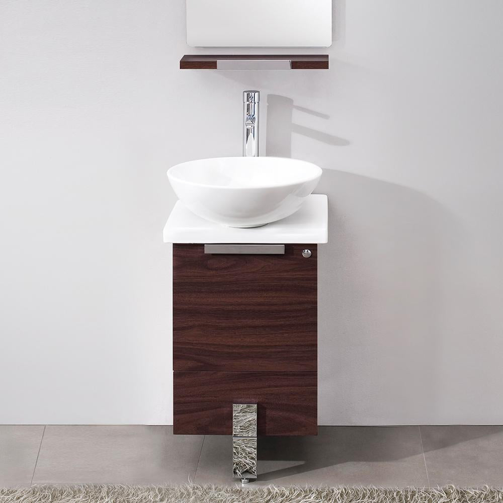 Fresca Adour 16" Dark Walnut Modern Bathroom Vanity w/ Mirror