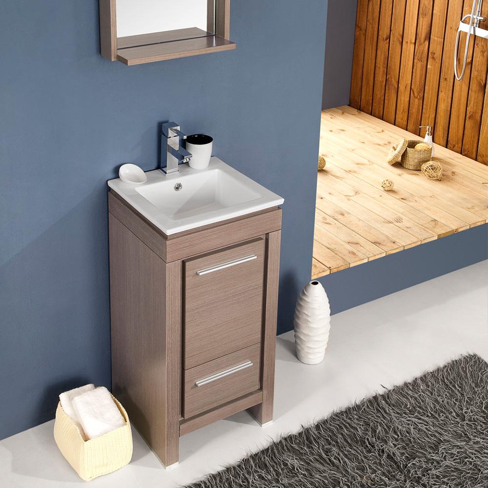 Fresca Allier 16" Gray Oak Modern Bathroom Vanity w/ Mirror