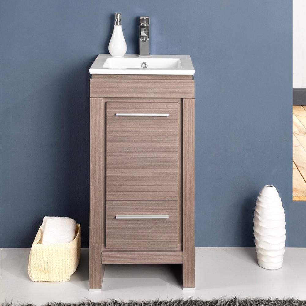 Fresca Allier 16" Gray Oak Modern Bathroom Vanity w/ Mirror