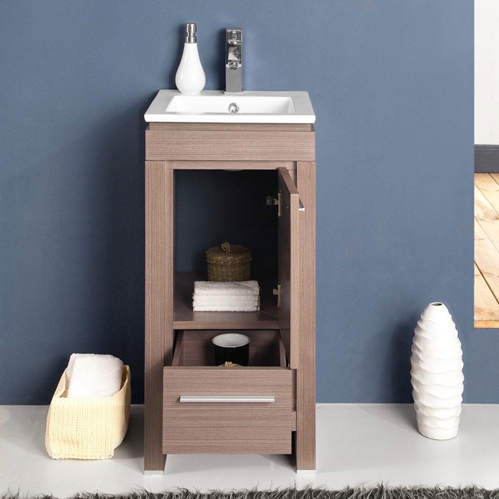 Fresca Allier 16" Gray Oak Modern Bathroom Vanity w/ Mirror