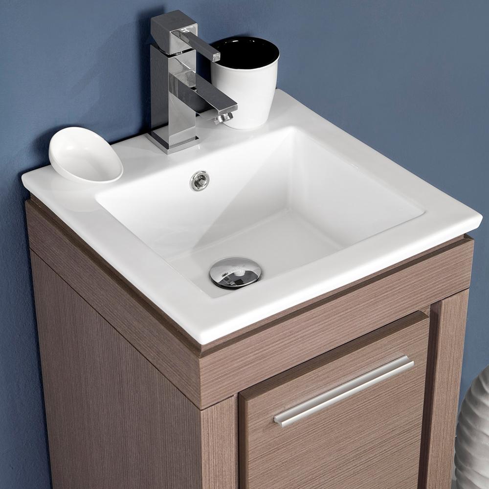 Fresca Allier 16" Gray Oak Modern Bathroom Vanity w/ Mirror