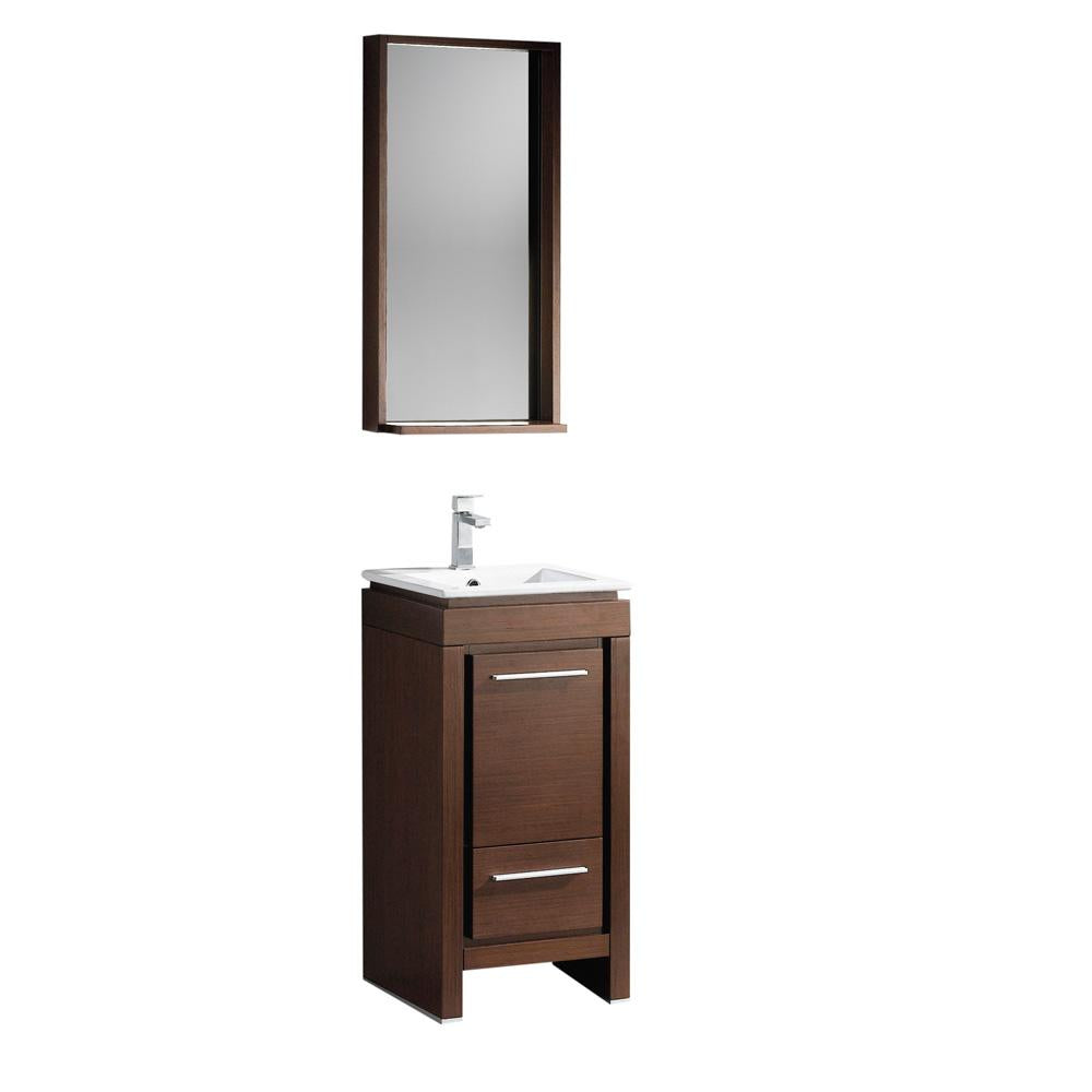 Fresca Allier 16" Wenge Brown Modern Bathroom Vanity w/ Mirror