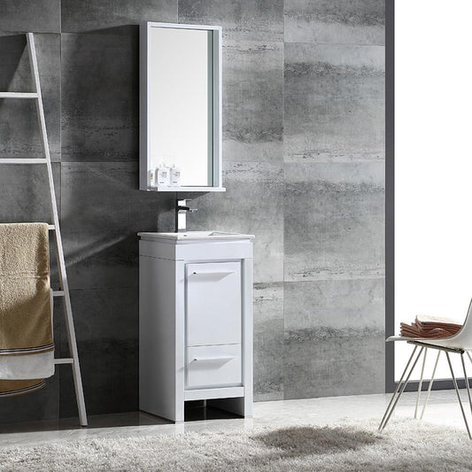 Fresca-Allier-16"-White-Modern-Bathroom-Vanity-w/-Mirror-(FVN8118WH)