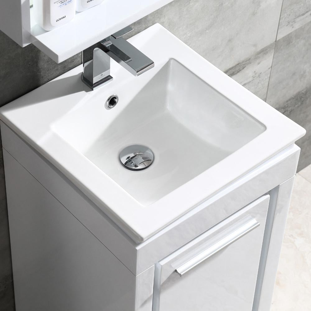 Fresca Allier 16" White Modern Bathroom Vanity w/ Mirror