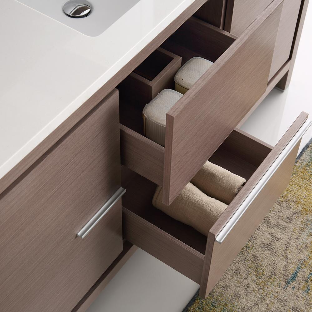 Fresca Allier 60" Gray Oak Modern Single Sink Bathroom Vanity w/ Mirror