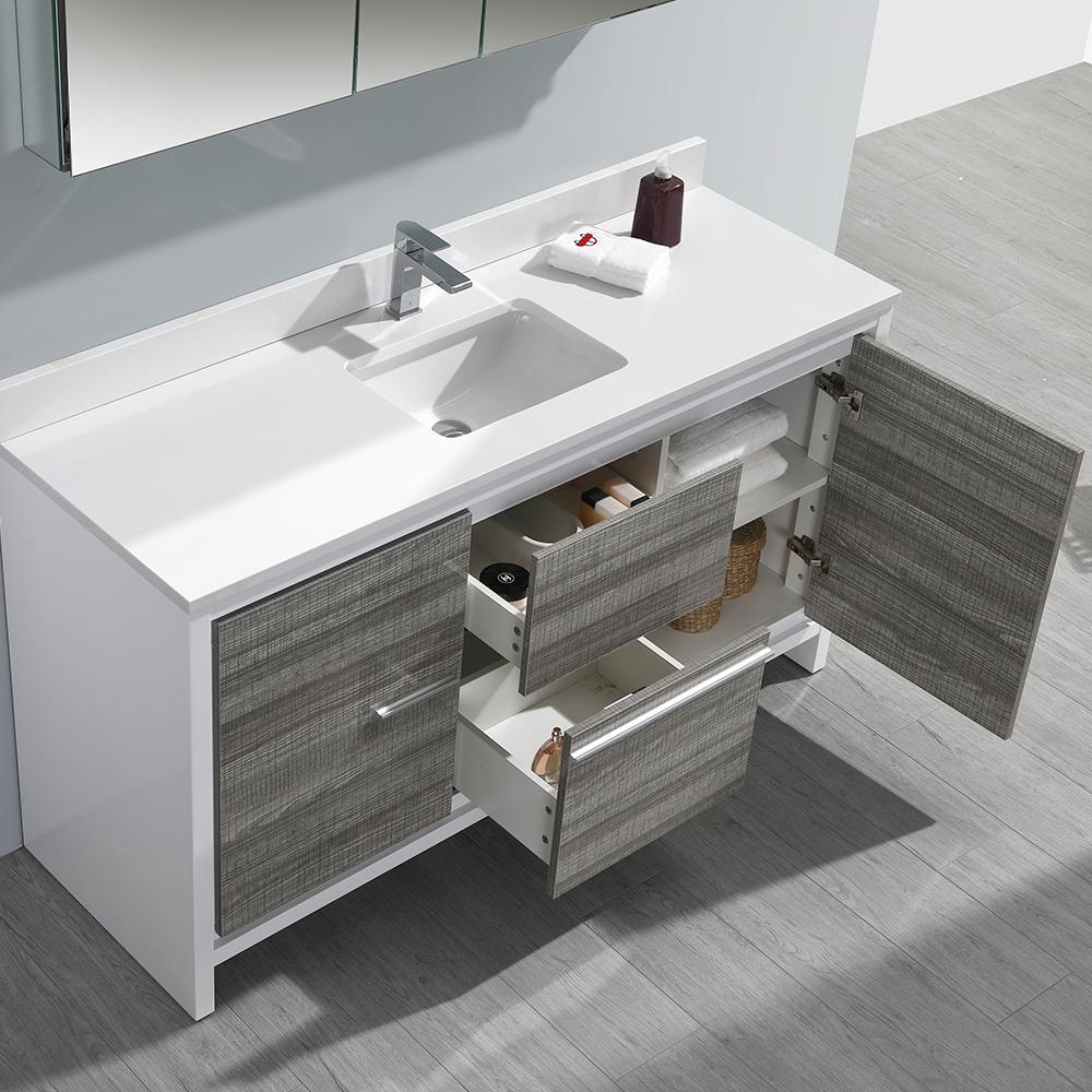 Fresca Allier Rio 60" Ash Gray Single Sink Modern Bathroom Vanity w/ Medicine Cabinet