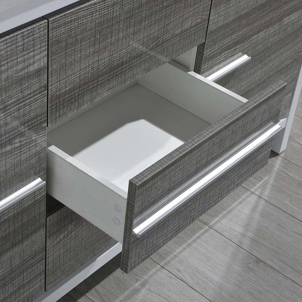 Fresca Allier Rio 60" Ash Gray Double Sink Modern Bathroom Vanity w/ Medicine Cabinet