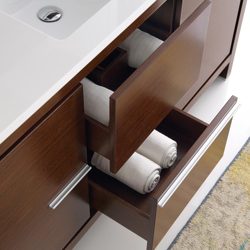 Fresca Allier 60" Wenge Brown Modern Single Sink Bathroom Vanity w/ Mirror