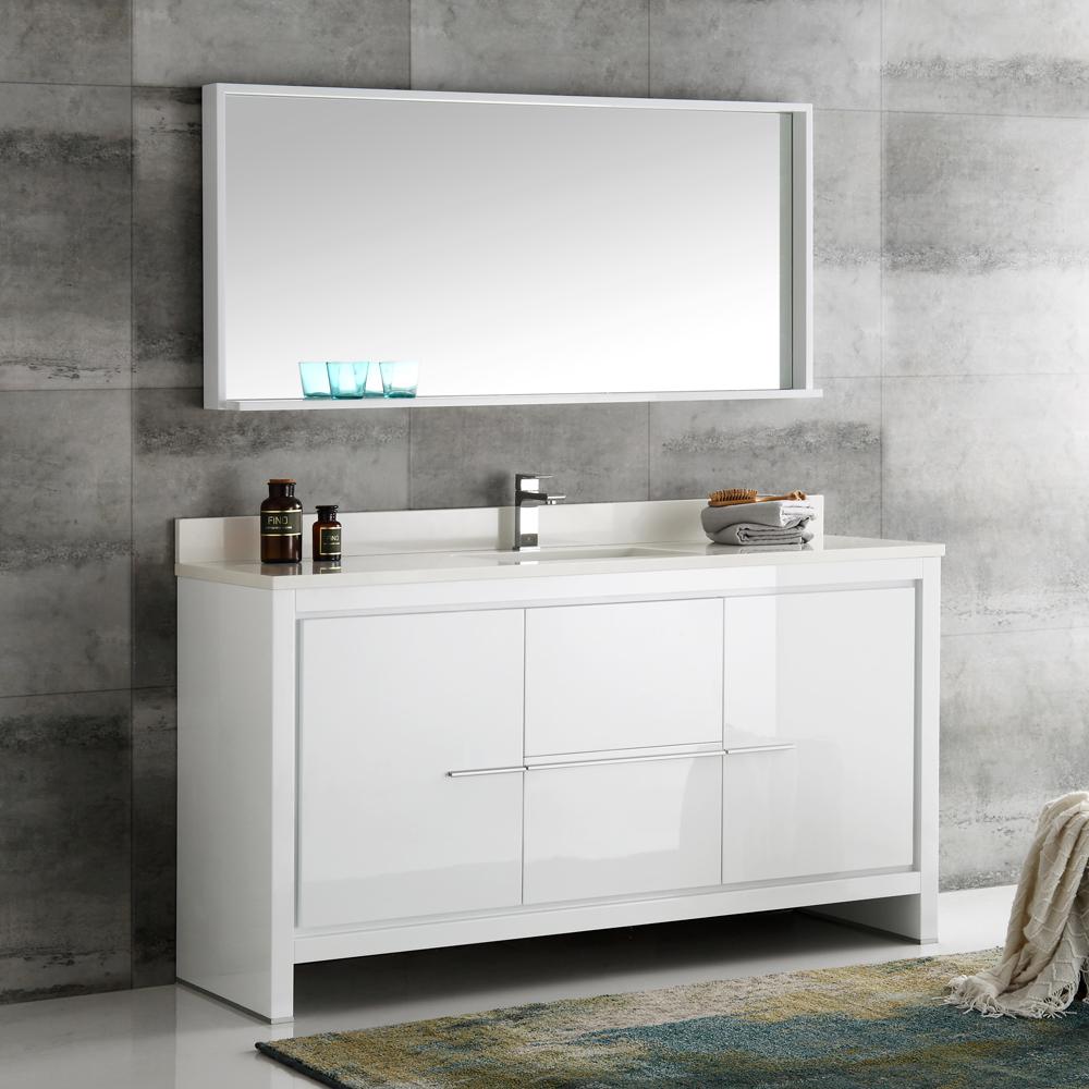 Fresca-Allier-60"-White-Modern-Single-Sink-Bathroom-Vanity-w/-Mirror-(FVN8119WH-S)