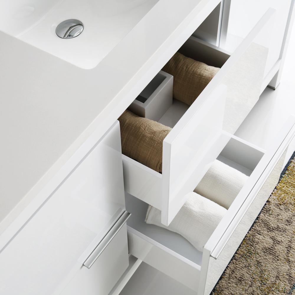 Fresca Allier 60" White Modern Single Sink Bathroom Vanity w/ Mirror