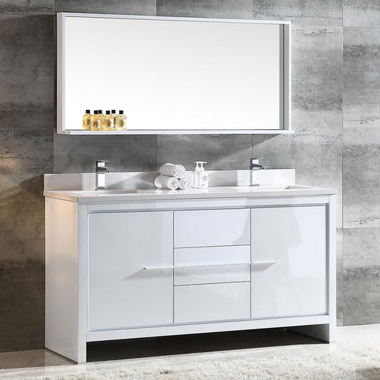 Fresca-Allier-60"-White-Modern-Double-Sink-Bathroom-Vanity-w/-Mirror-(FVN8119WH)