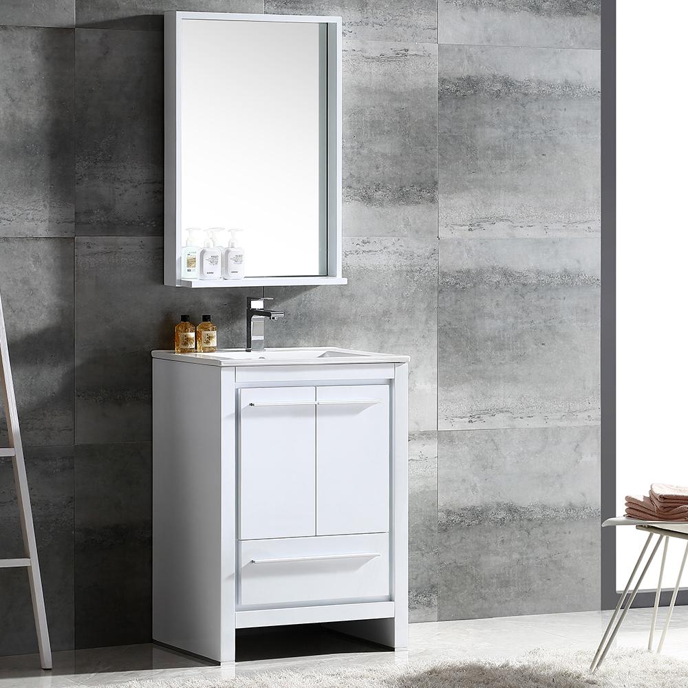 Fresca-Allier-24"-White-Modern-Bathroom-Vanity-w/-Mirror-(FVN8125WH)