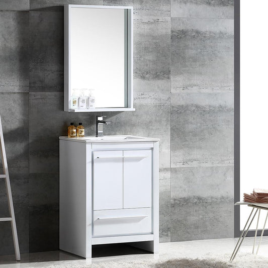 Fresca-Allier-24"-White-Modern-Bathroom-Vanity-w/-Mirror-(FVN8125WH)