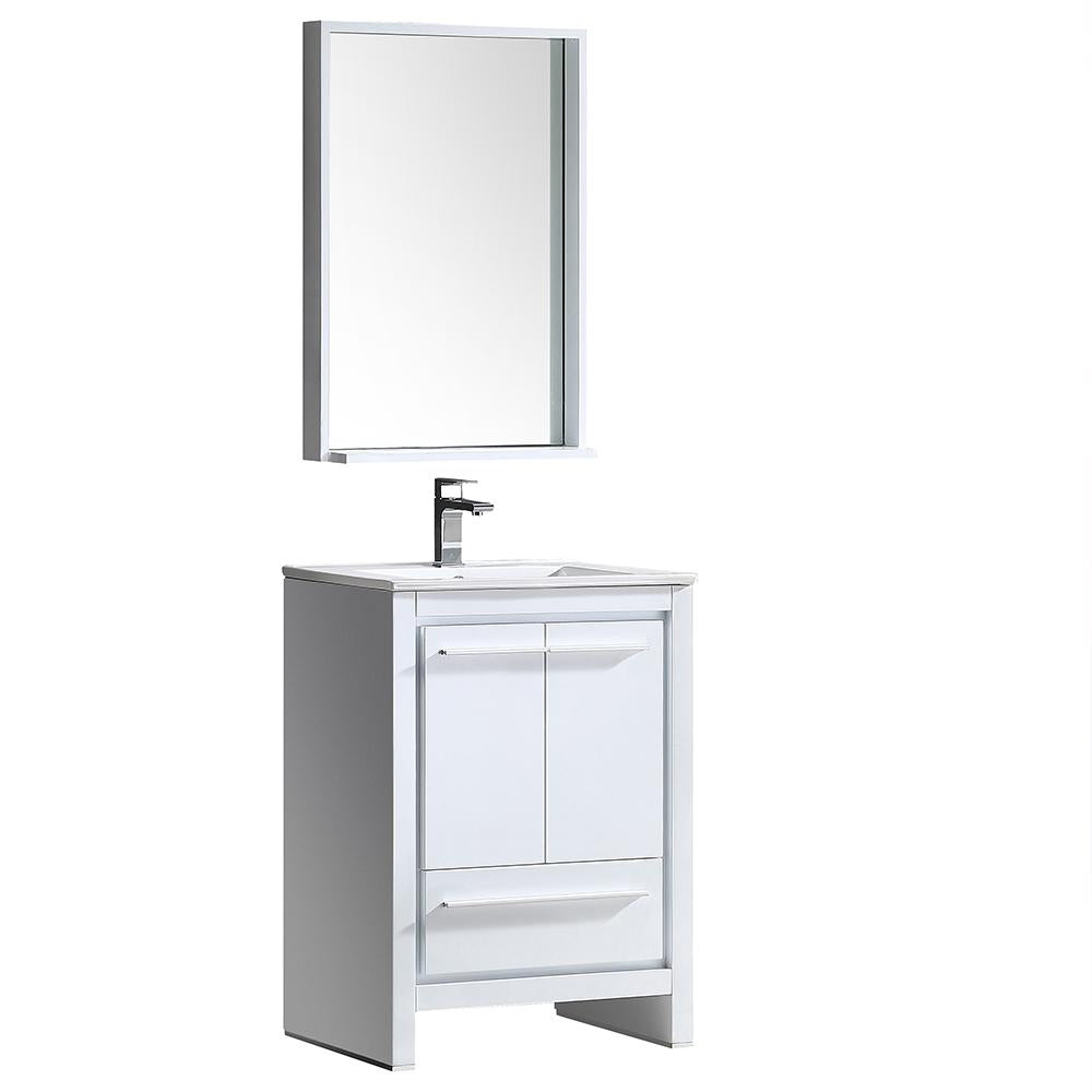 Fresca Allier 24" White Modern Bathroom Vanity w/ Mirror