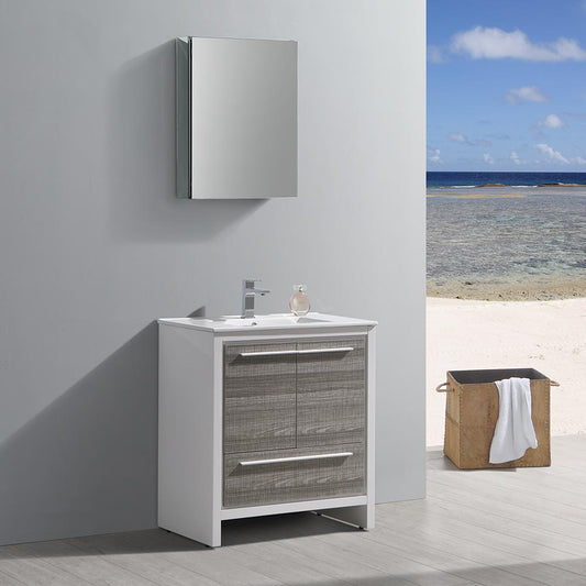 Fresca-Allier-Rio-30"-Ash-Gray-Modern-Bathroom-Vanity-w/-Medicine-Cabinet-(FVN8130HA)