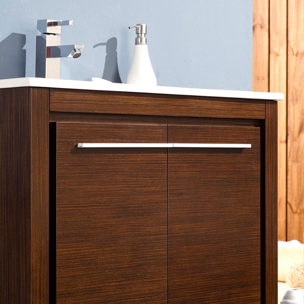 Fresca Allier 30" Wenge Brown Modern Bathroom Vanity w/ Mirror