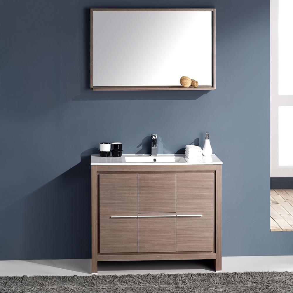 Fresca Allier 40" Gray Oak Modern Bathroom Vanity w/ Mirror