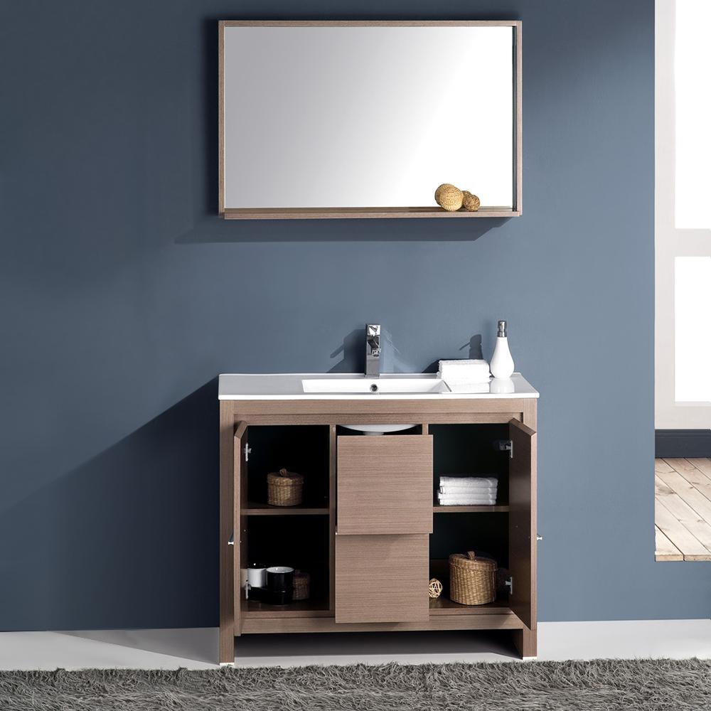 Fresca Allier 40" Gray Oak Modern Bathroom Vanity w/ Mirror