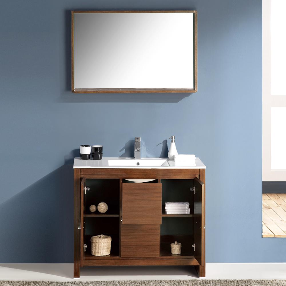 Fresca Allier 40" Wenge Brown Modern Bathroom Vanity w/ Mirror