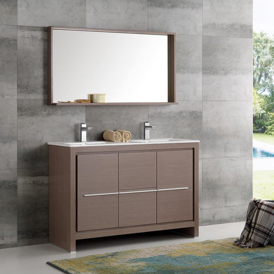 Fresca-Allier-48"-Gray-Oak-Modern-Double-Sink-Bathroom-Vanity-w/-Mirror-(FVN8148GO-D)