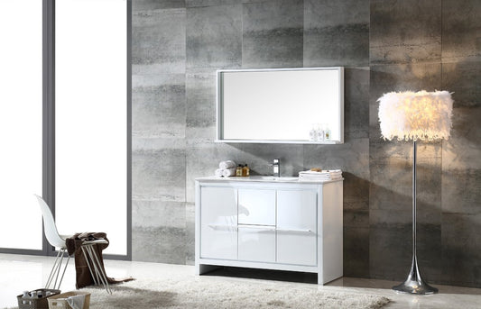 Fresca-Allier-48"-White-Modern-Bathroom-Vanity-w/-Mirror-(FVN8148WH)