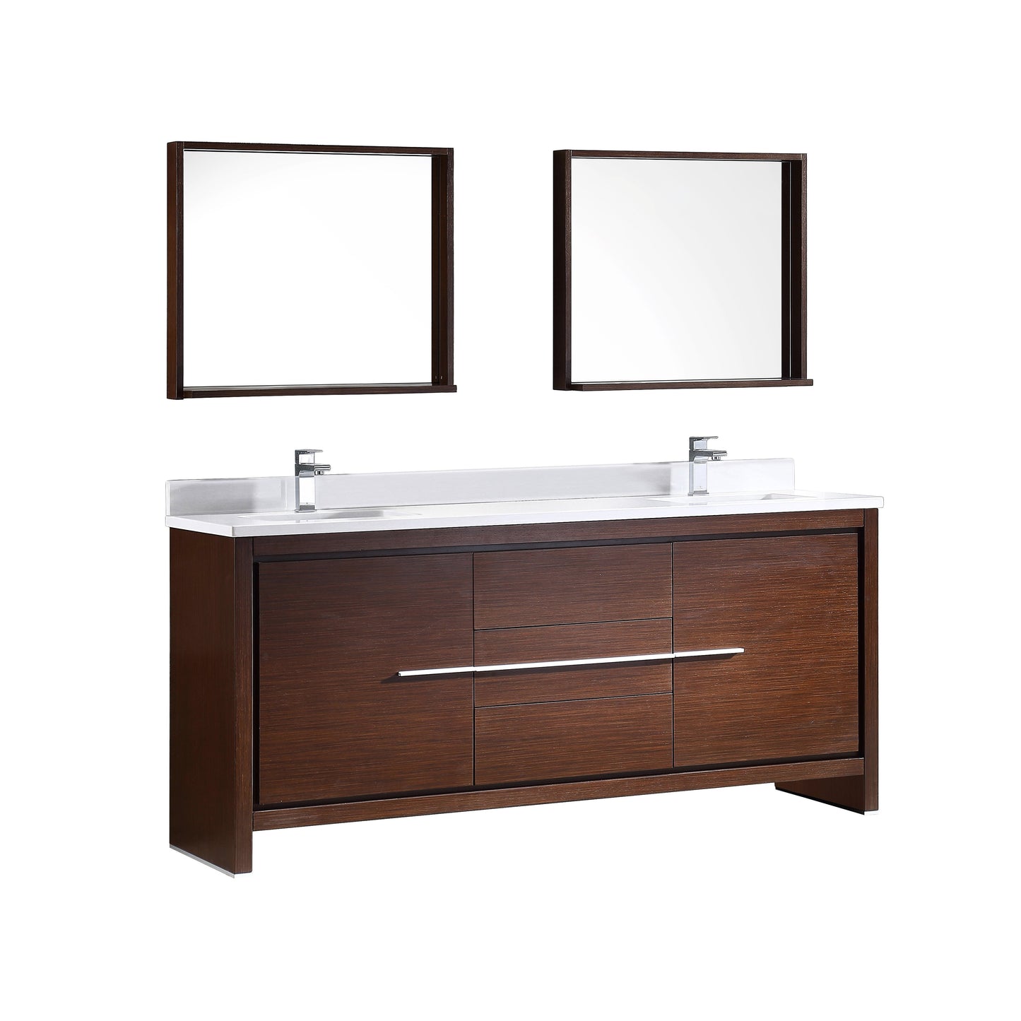 Fresca Allier 72" Wenge Brown Modern Double Sink Bathroom Vanity w/ Mirror