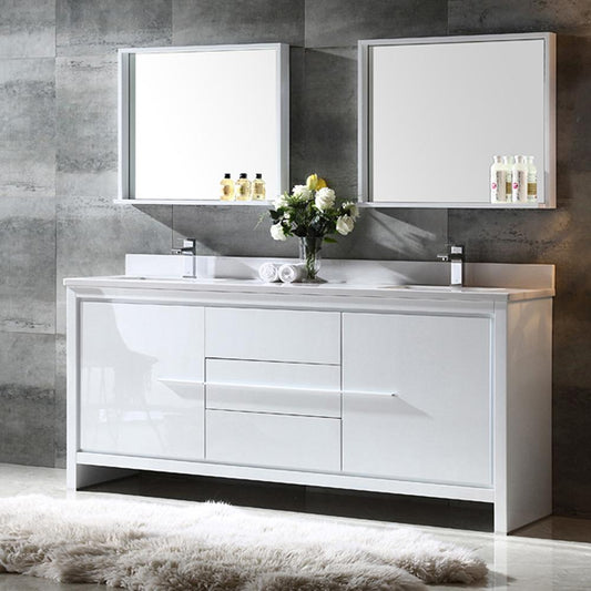 Fresca-Allier-72"-White-Modern-Double-Sink-Bathroom-Vanity-w/-Mirror-(FVN8172WH)