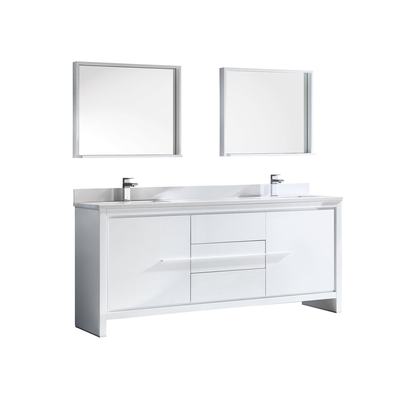 Fresca Allier 72" White Modern Double Sink Bathroom Vanity w/ Mirror