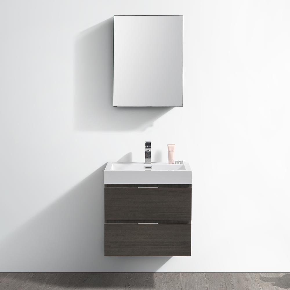 Fresca Valencia 24" Gray Oak Wall Hung Modern Bathroom Vanity w/ Medicine Cabinet