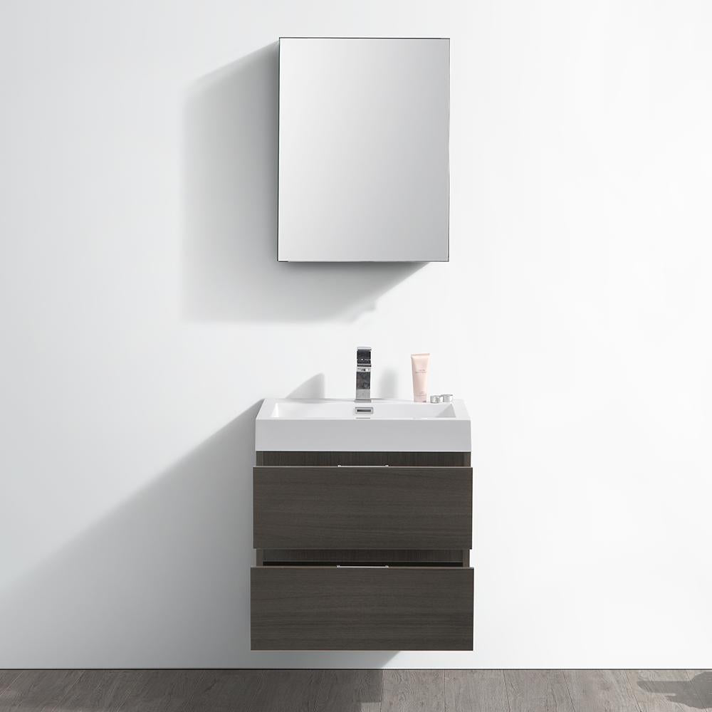 Fresca Valencia 24" Gray Oak Wall Hung Modern Bathroom Vanity w/ Medicine Cabinet
